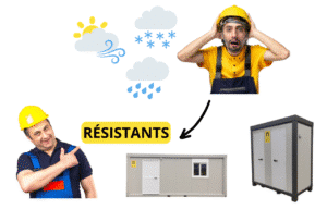 Bungalows sanitaires résistants conditions météo